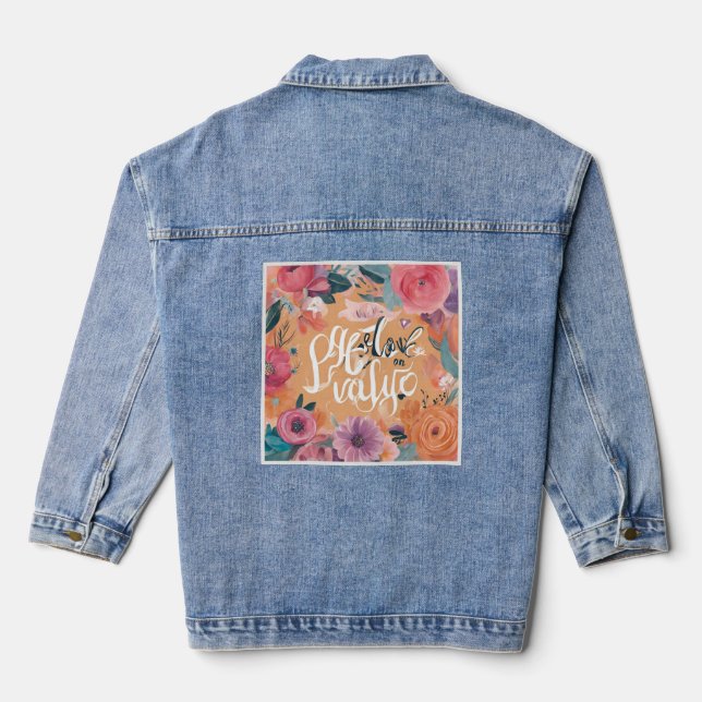 Inspiriert bleibe - Motivierend und aufwerbende De Jeansjacke (Rückseite)