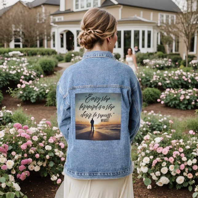 Inspiriert bleibe - Motivierend und aufwerbende De Jeansjacke (Hochzeit Rückseite)