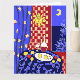 Inspiriert Blue Night Still Life Weinlemonen Karte