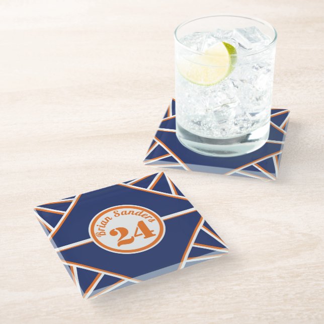 Inspiriert Blue-Orange-Untersetzer Glasuntersetzer (Schrägansicht)