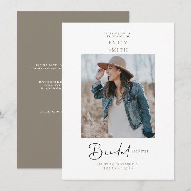 Inspiriert Bride Foto Bridal Dusche Einladung (Vorne/Hinten)