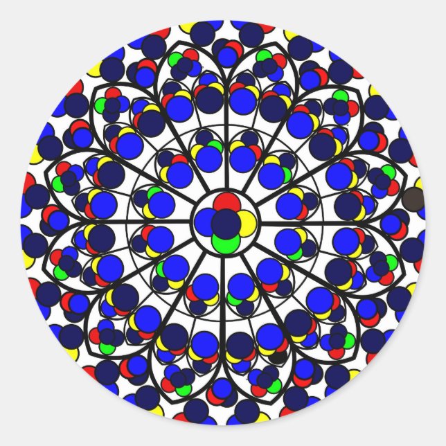 Inspiriert durch South Rose Window, Notre-Dame de  Runder Aufkleber (Vorderseite)