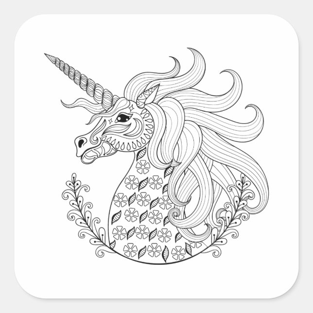 Inspiriert Einhorn Quadratischer Aufkleber (Vorderseite)