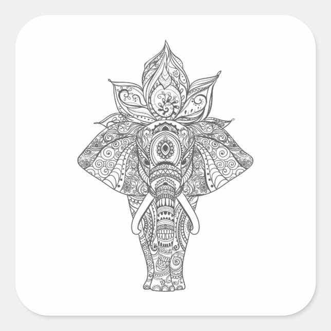 Inspiriert Elefant Quadratischer Aufkleber (Vorderseite)