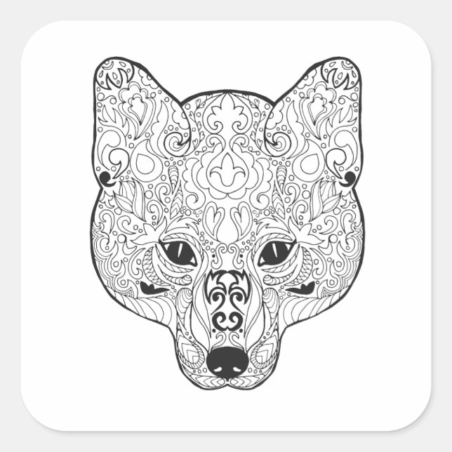 Inspiriert Fox Head Quadratischer Aufkleber (Vorderseite)