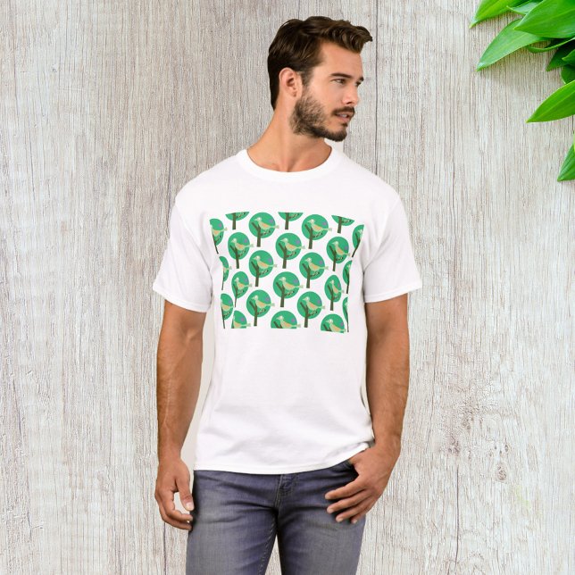Inspiriert Grüne Vögel und Baummuster T-Shirt (Von Creator hochgeladen)