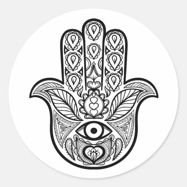 Inspiriert Hamsa Hand Runder Aufkleber (Vorderseite)