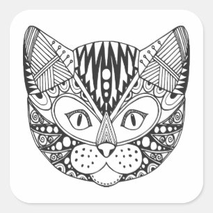 Inspiriert Katze Quadratischer Aufkleber