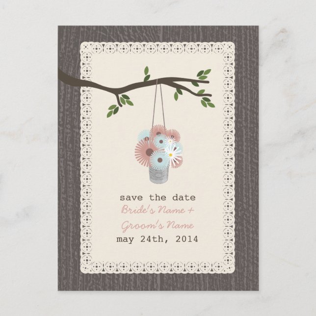 Inspiriert Milchbehältnisse Save the Date Ankündigungspostkarte (Vorderseite)