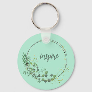 Inspiriert mit floralen botanischen Rahmen Schlüsselanhänger