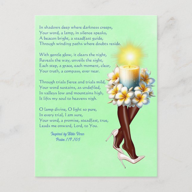 Inspiriert Psalm 119:105 Gedicht Candle Lady Postkarte (Vorderseite)