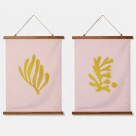 Inspiriert Rosa und Senf Wandteppich Mit Holzrahmen