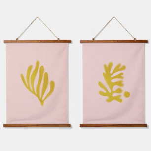 Inspiriert Rosa und Senf Wandteppich Mit Holzrahmen