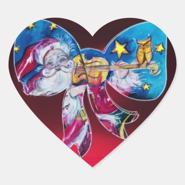 INSPIRIERT SANTA CHRISTMAS BOW HERART Herz-Aufkleber (Vorderseite)
