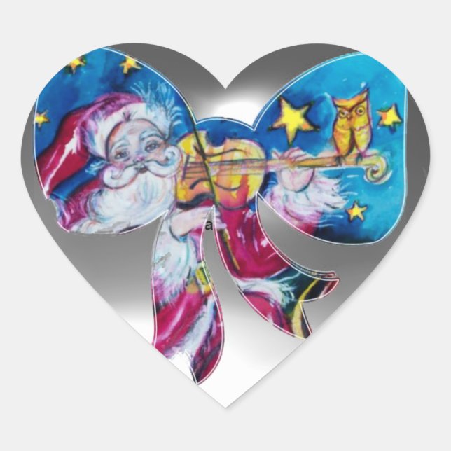 INSPIRIERT SANTA CHRISTMAS BOW HERART Herz-Aufkleber (Vorderseite)