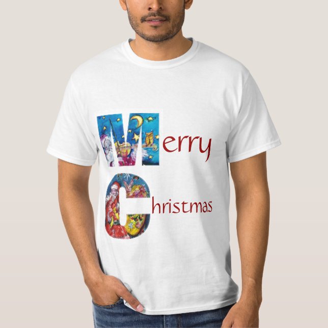 INSPIRIERT SANTA MIT CHRISTMAS GIFTS MONOGRAM T-Shirt (Vorderseite)