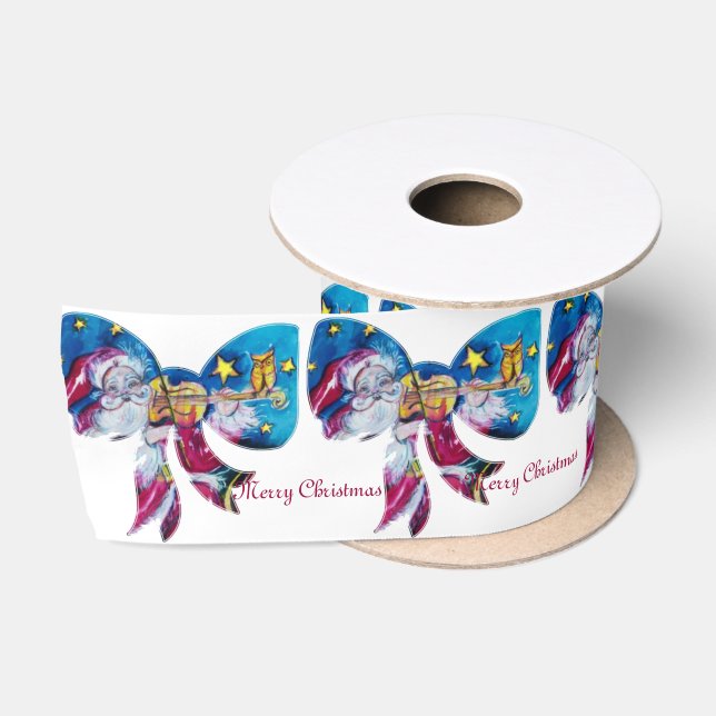 INSPIRIERT SANTA VIOLIN PLAYER CHRISTMAS BOW SATINBAND (Spule)