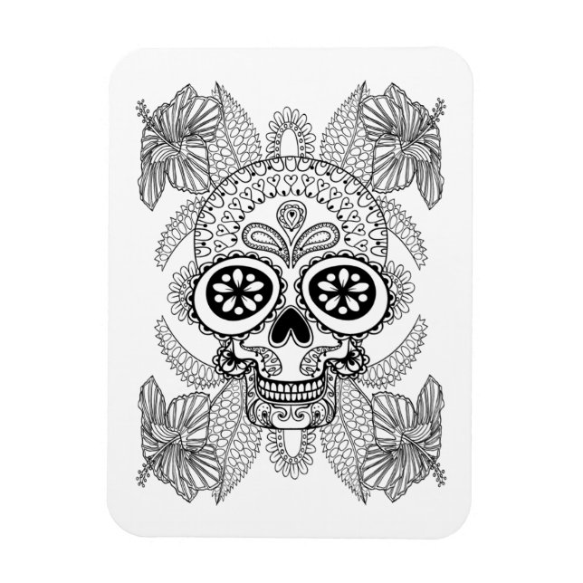 Inspiriert Schädel in Blume Magnet (Vertikal)