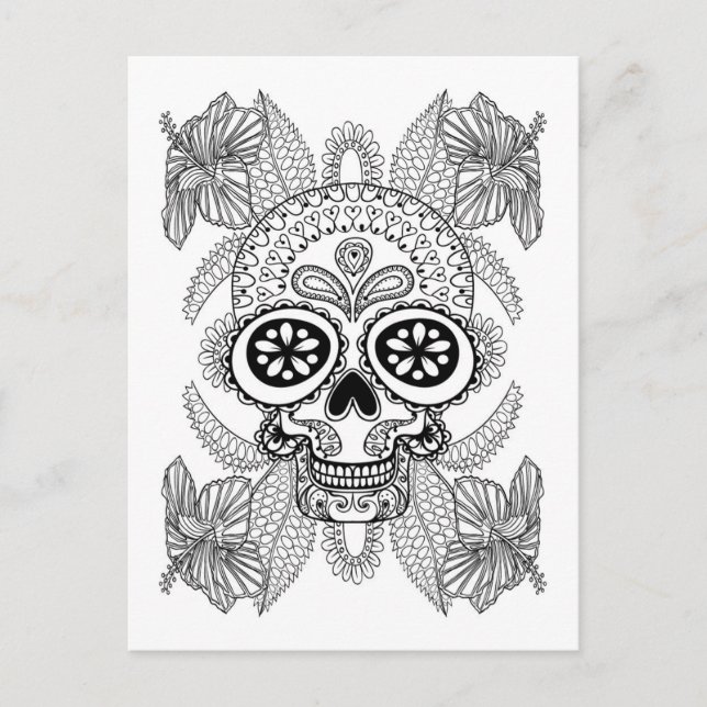 Inspiriert Schädel in Blume Postkarte (Vorderseite)