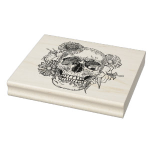 Inspiriert Schädel und Blume Gummistempel