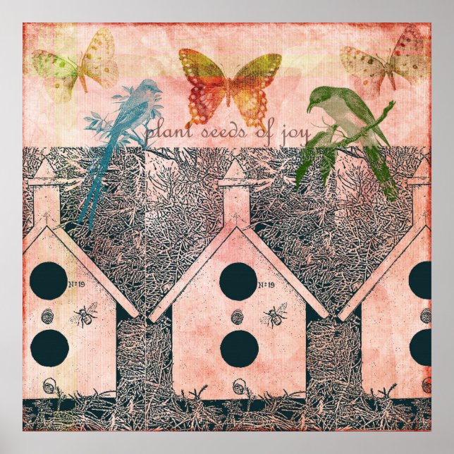 Inspiriert Vögel mit Vogelhäusern Poster (Vorne)