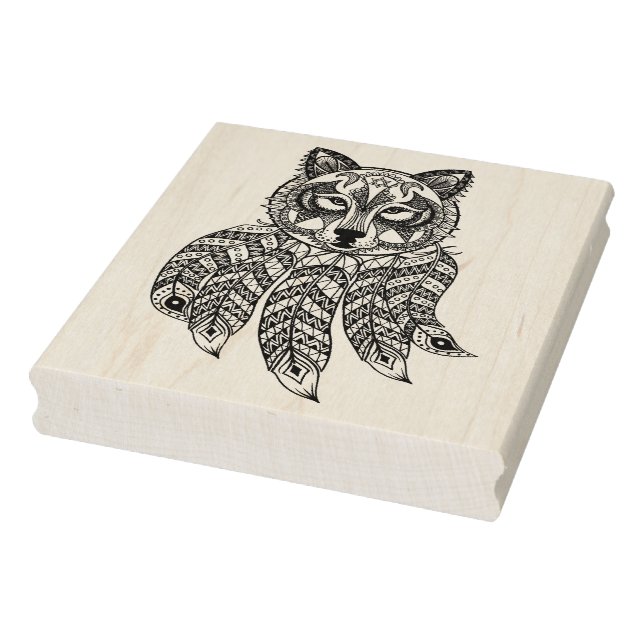 Inspiriert Wolf mit Dreamcatcher Gummistempel (Stempel)