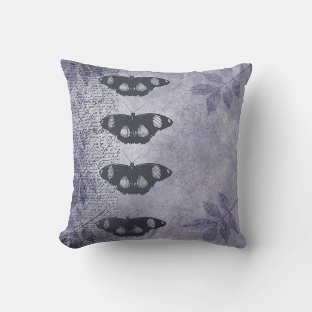 Inspirierte elegante Schmetterlinge lila Kissen (Vorderseite)