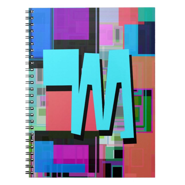 inspirierte Farbgeometrische Monogramm der 90er Ja Notizblock (Vorderseite)