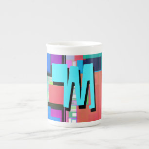 inspirierte Farbgeometrische Monogramm der 90er Ja Prozellantasse