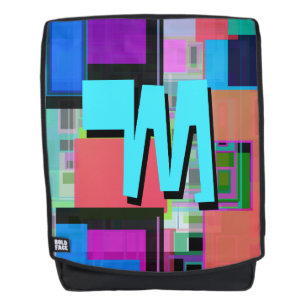 inspirierte Farbgeometrische Monogramm der 90er Ja Rucksack