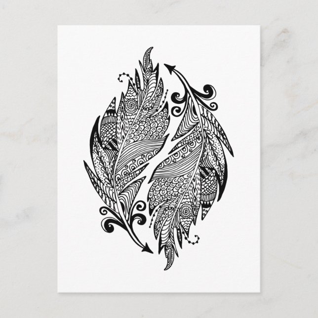 Inspirierte Federn Postkarte (Vorderseite)