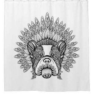 Inspirierte französische Bulldogge in der Duschvorhang
