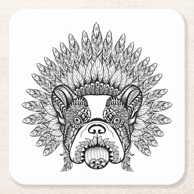 Inspirierte französische Bulldogge in der Rechteckiger Pappuntersetzer (Vorderseite)