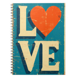 Inspirierte Grafik der Liebe 1960er Notizblock