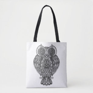 Inspirierte Hand gezeichnete verzierte Eule 2 Tasche