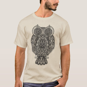 Inspirierte Hand gezeichnete verzierte Eule T-Shirt