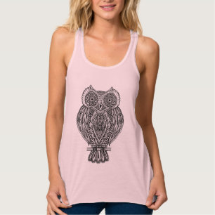 Inspirierte Hand gezeichnete verzierte Eule Tank Top