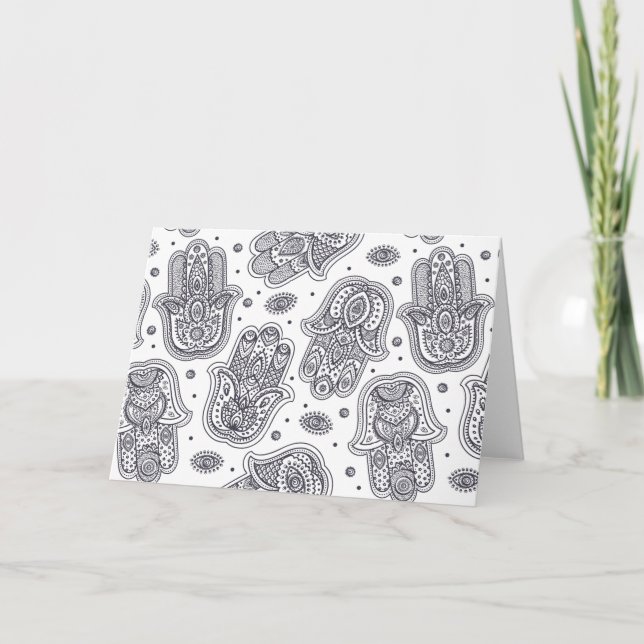 Inspirierte Hand gezeichnetes Hamsa Karte (Vorderseite)