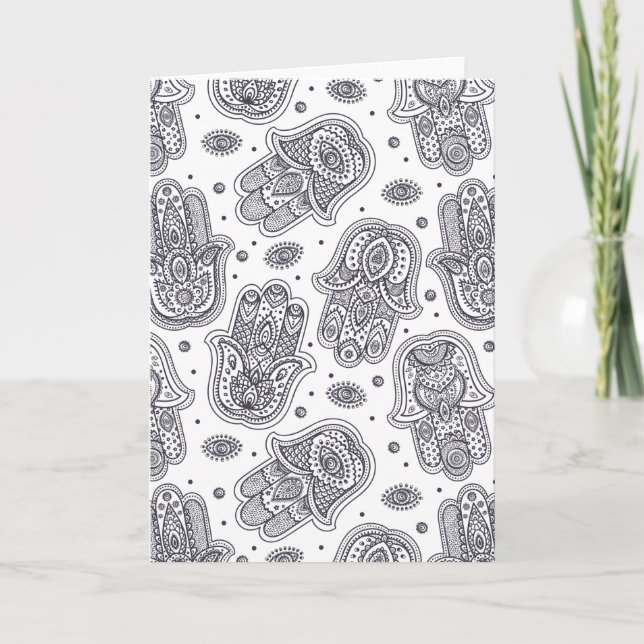Inspirierte Hand gezeichnetes Hamsa Karte (Vorderseite)