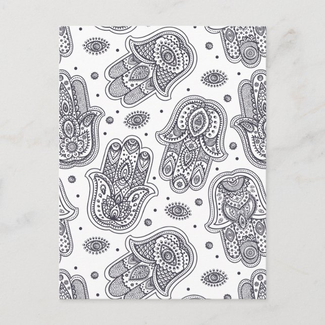 Inspirierte Handzeichnung Hamsa Postkarte (Vorderseite)