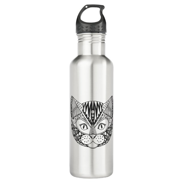 Inspirierte Katze Edelstahlflasche (Vorderseite)