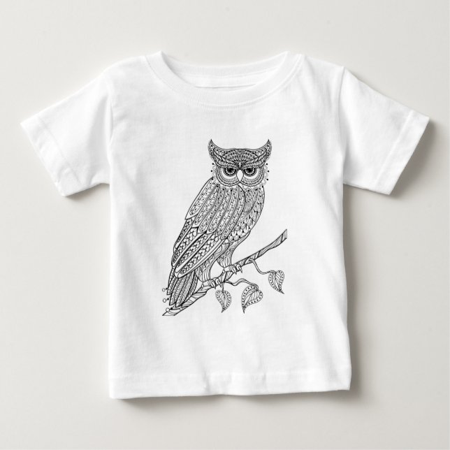 Inspirierte magische Eule, die auf Niederlassung Baby T-shirt (Vorderseite)