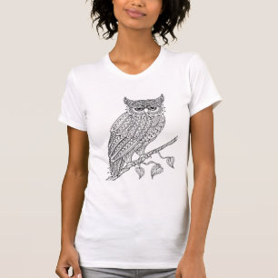 Inspirierte magische Eule, die auf Niederlassung T-Shirt