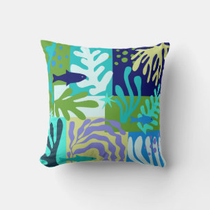 Inspirierte Ocean Life Paper Cutouts Aqua Kissen