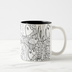Inspirierte Schule der Fische Zweifarbige Tasse