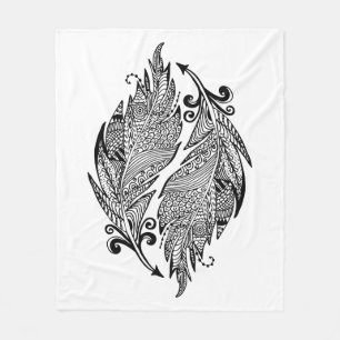 Inspirierte Skizze der Federn Fleecedecke