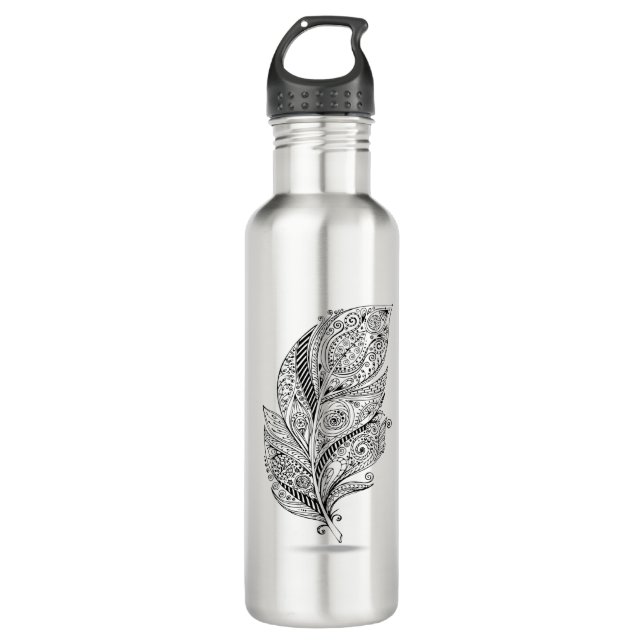 Inspirierte Stammes- Feder Trinkflasche (Vorderseite)