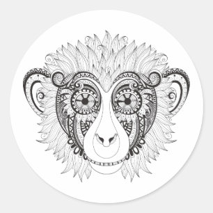 Inspirierter Affe Runder Aufkleber