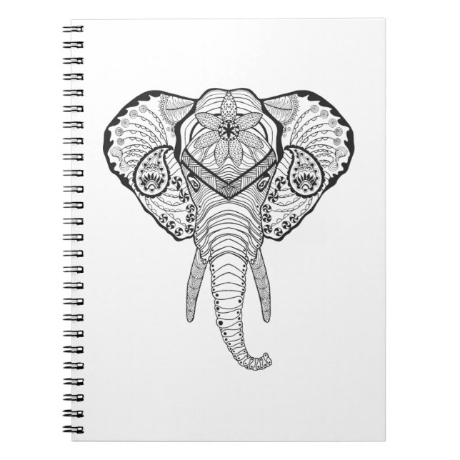 Inspirierter Elefant-Kopf Notizblock (Vorderseite)