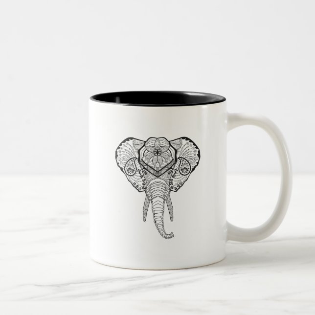 Inspirierter Elefant-Kopf Zweifarbige Tasse (Rechts)